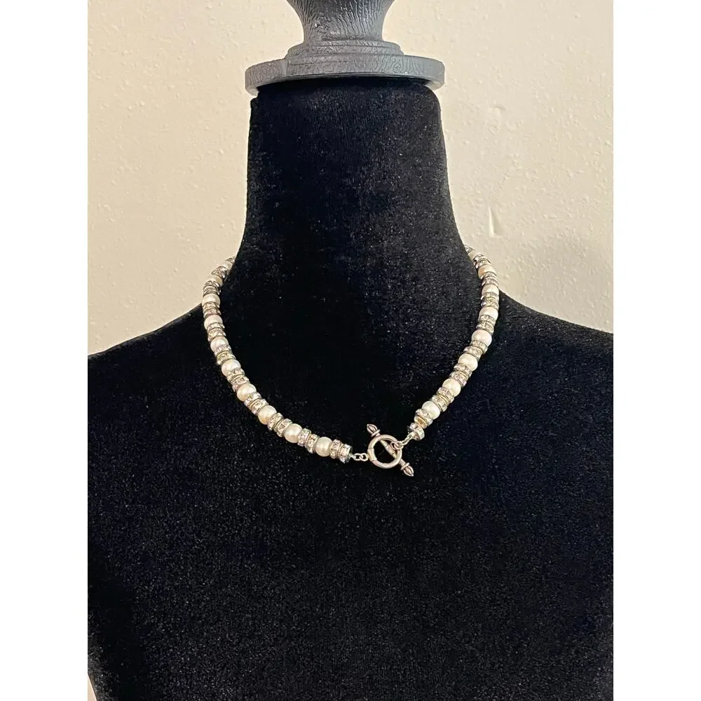 Ralph Lauren Sterling Silver Faux Pearl Necklace Bracelet Set RL 925 - Picture 6 of 9